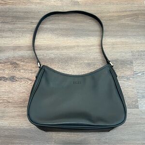 Crazy Horse Black Leather Shoulder Bag Hobo Purse Minimalist Y2K Everyday Casual